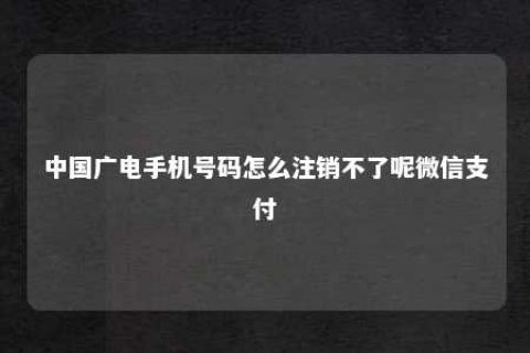 中国广电手机号码怎么注销不了呢微信支付